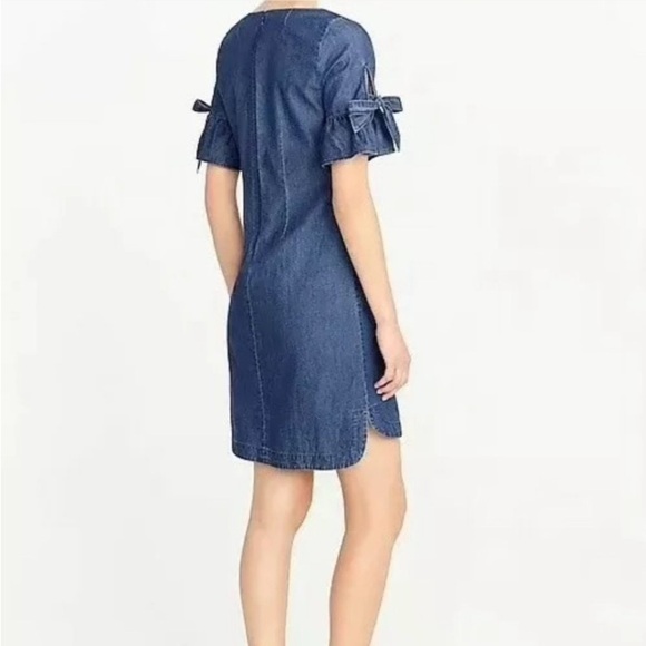 J. CREW FACTORY Chambray Ruffle Tie Sleeve Mini Dress - Picture 2 of 11